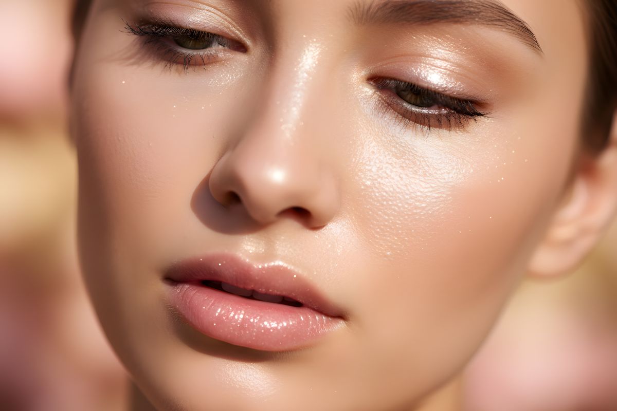 Armonización facial femenina con piel luminosa y facciones equilibradas