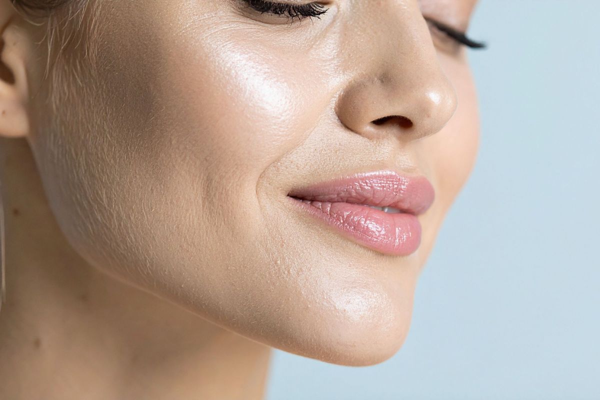 Rostro femenino con armonización facial de aspecto natural y expresión relajada