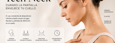 Tech Neck o envejecimiento prematuro del cuello causado por el uso constante de pantallas tratado por la Dra. Carolina Flórez