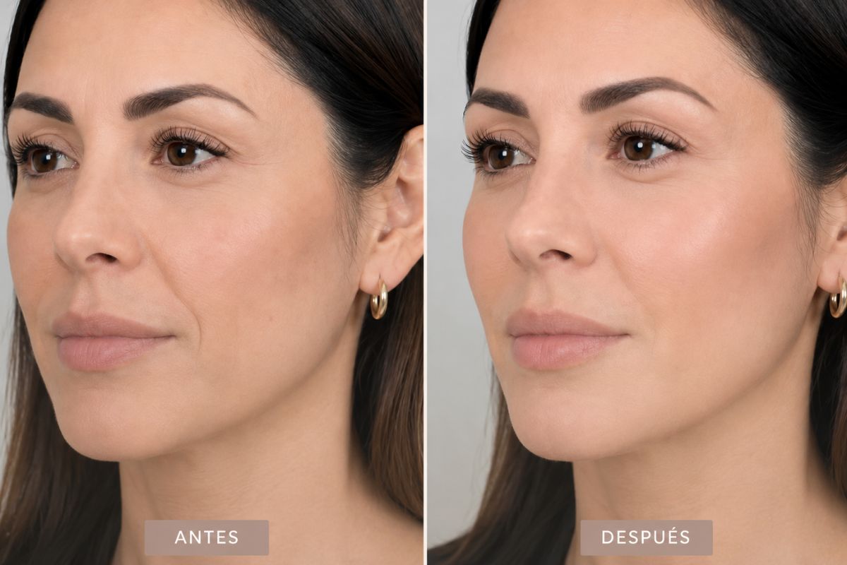 Antes y después de un tratamiento con ácido hialurónico